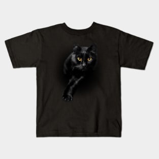 Black Cat Yellow Eyes Cats Kids T-Shirt